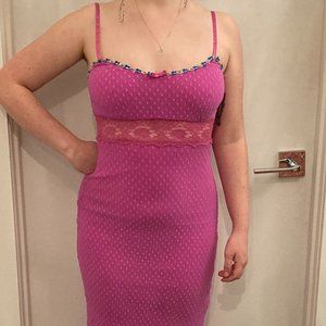 90S BETSEY JOHNSON- BUBBLE GUM PINK SLIP DRESS